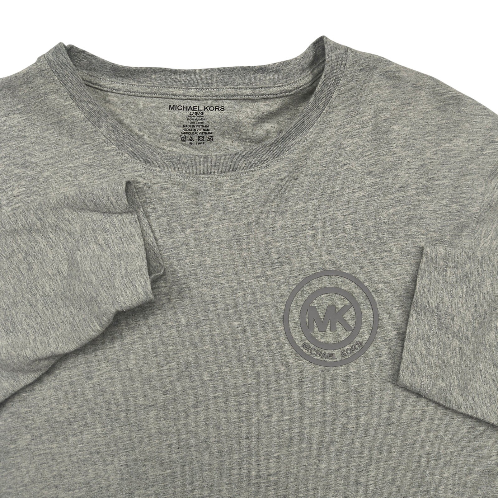 Michael Kors Mens Heather Gray Long Sleeve Logo T-Shirt Size Large 6BR6K11011