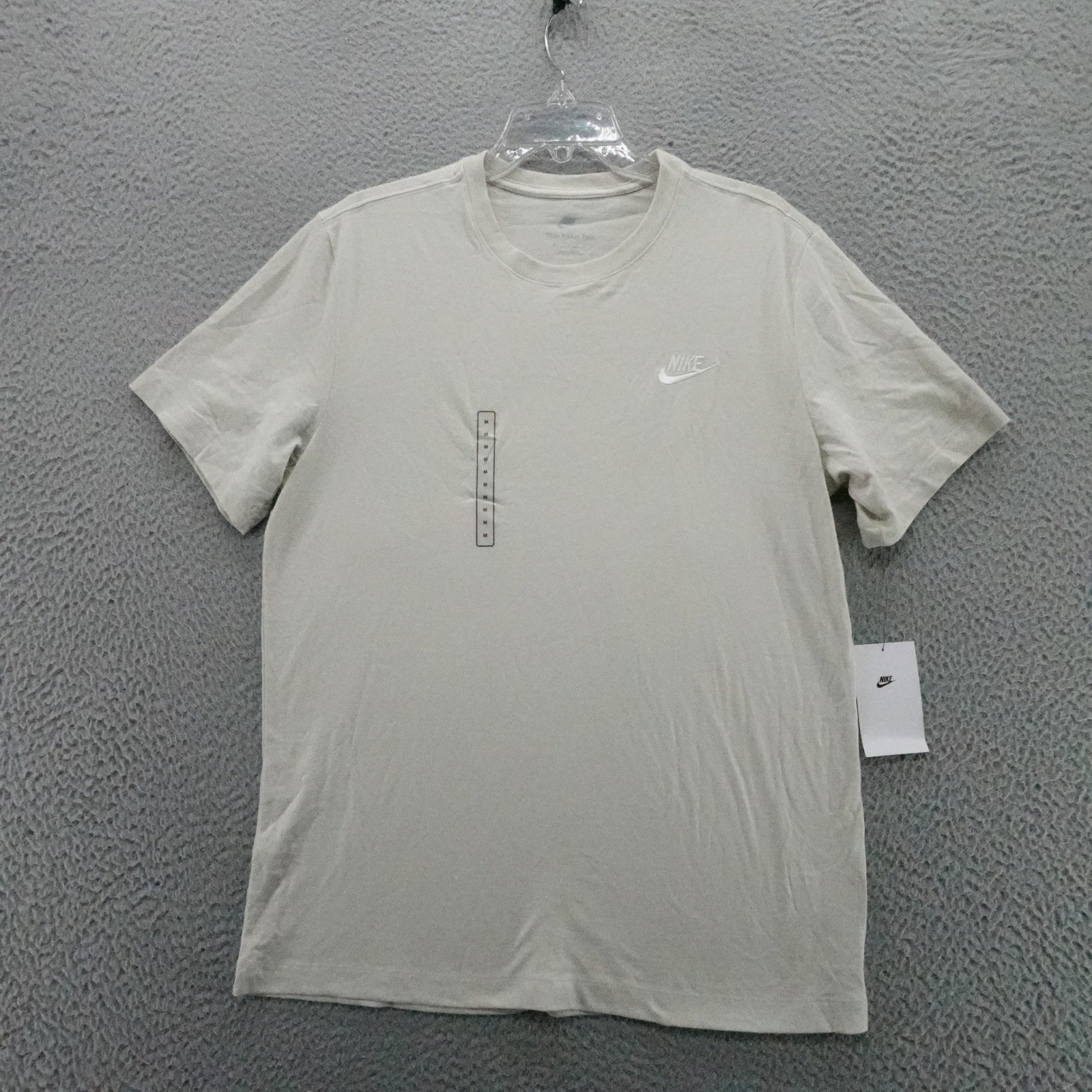 Nike Sportswear Club Tee Mens Medium Light Bone White Cotton T-Shirt AR4997-073