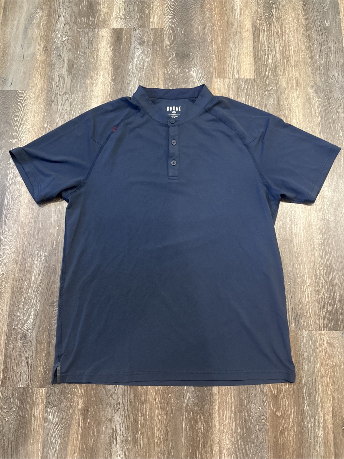 Rhone Shirt Men’s Large Blue 3 Button Crewneck Performance Stretch