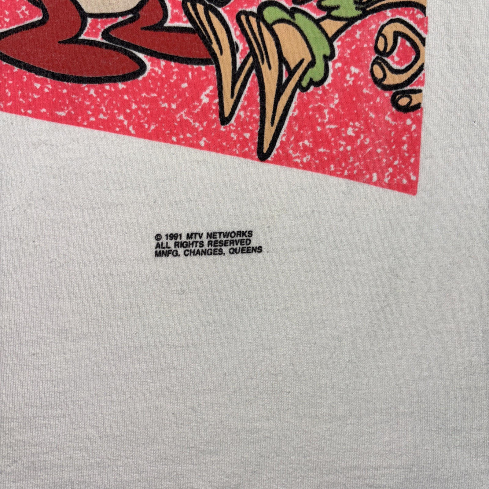 Vintage Ren and Stimpy T-Shirt 1991 Nickelodeon Size Small Changes MTV No Tag