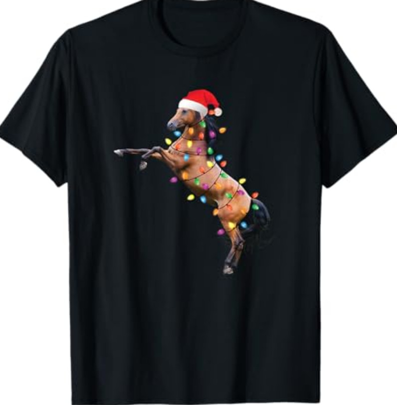 Christmas Horse full size t-shirt Black men women BR026