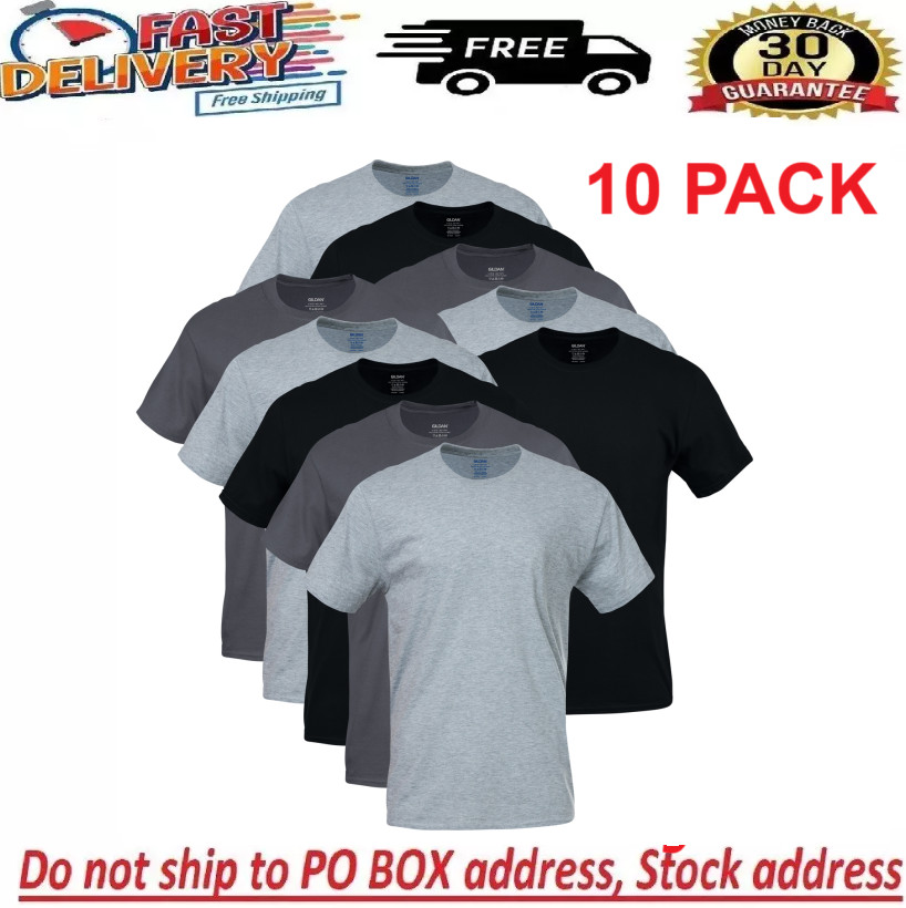 Gildan Adult Men’s Short Sleeve Crewneck Assorted Color T-Shirt 10-Pack Size S-2