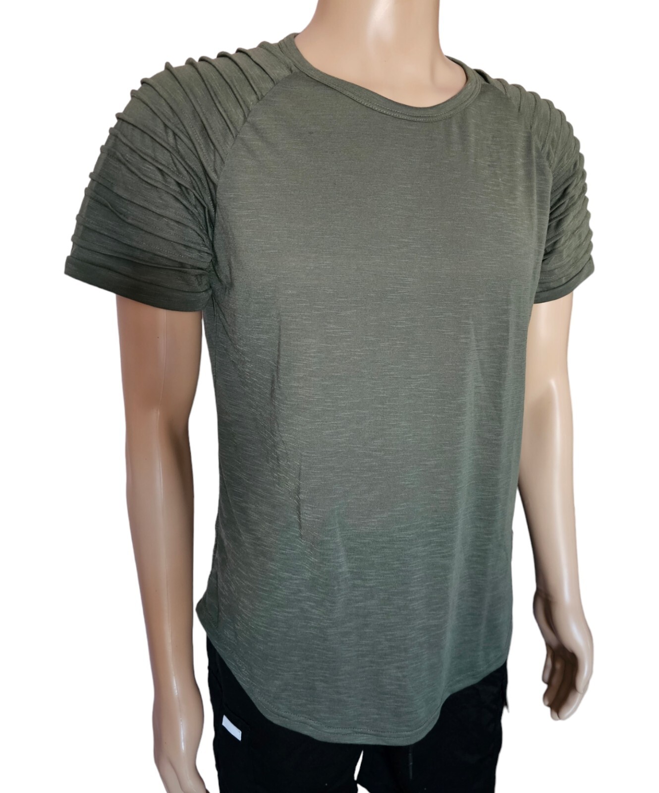 Men’s Tee Shirts Curved Hem Ruched Sleeve T-shirts For Men