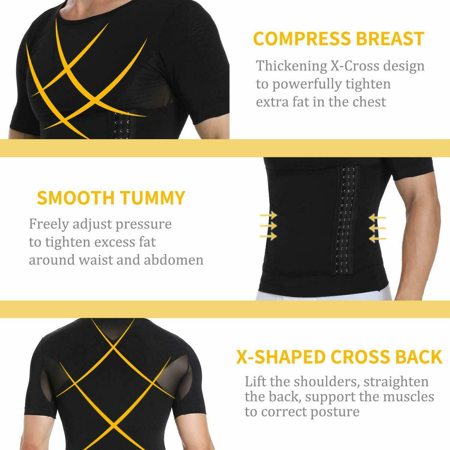 Men’s Slimming Body Shaper Vest T-Shirt Compression Tank Tummy Control Shapewear