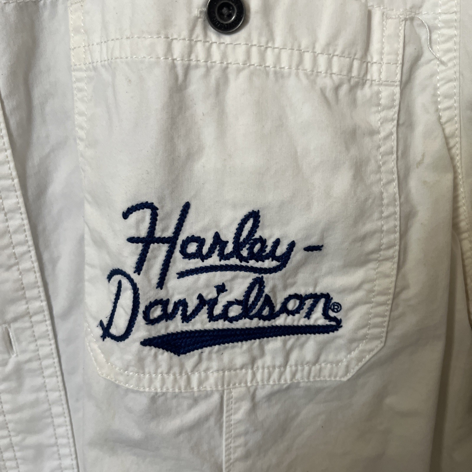 Harley Davidson | Chain Stitch Embroidered T-Shirt White | Size XL