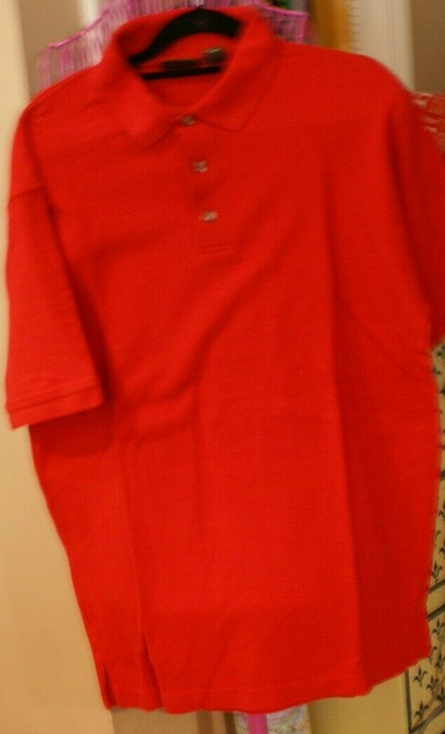 Harriton Mens 6 oz. Ringspun Cotton Pique Short-Sleeve Polo MEN’S SMALL RED NEW