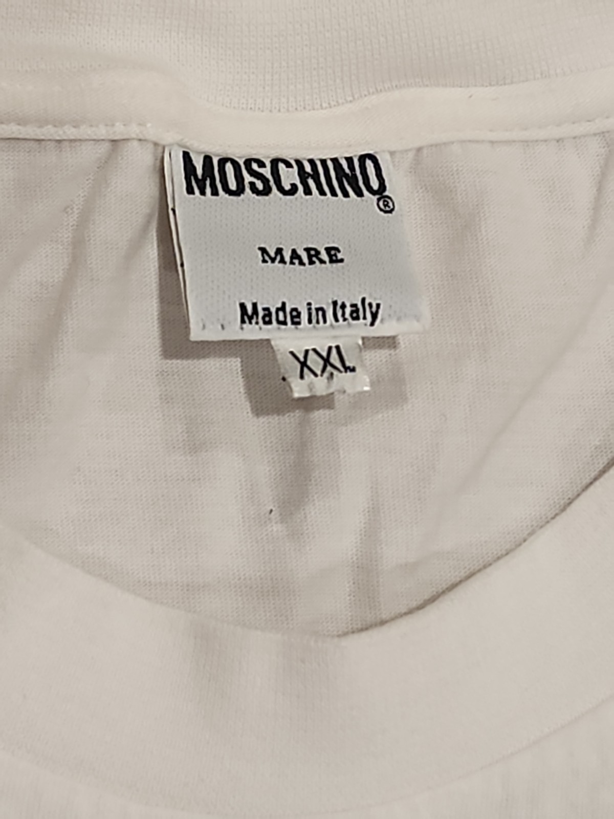 MOSCHINO mare XL Mens Vintage beach sea Tee Shirt short sleeve white cotton xxl
