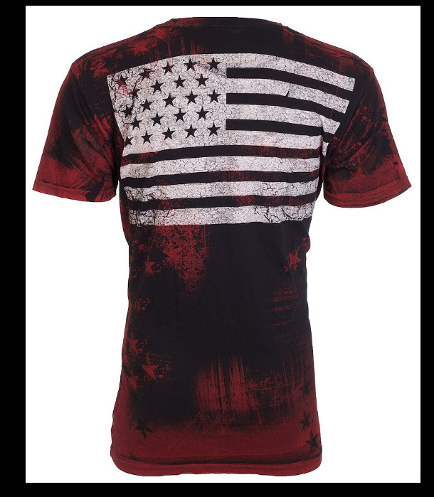 ARCHAIC by AFFLICTION Black Red DEATH RACER Short Sleeve Slim Fit T-shirt NWT