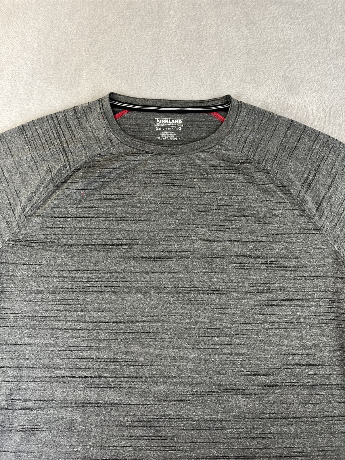 Kirkland Men’s Gray Striped short sleeve Active Tee Shirt Size XXL