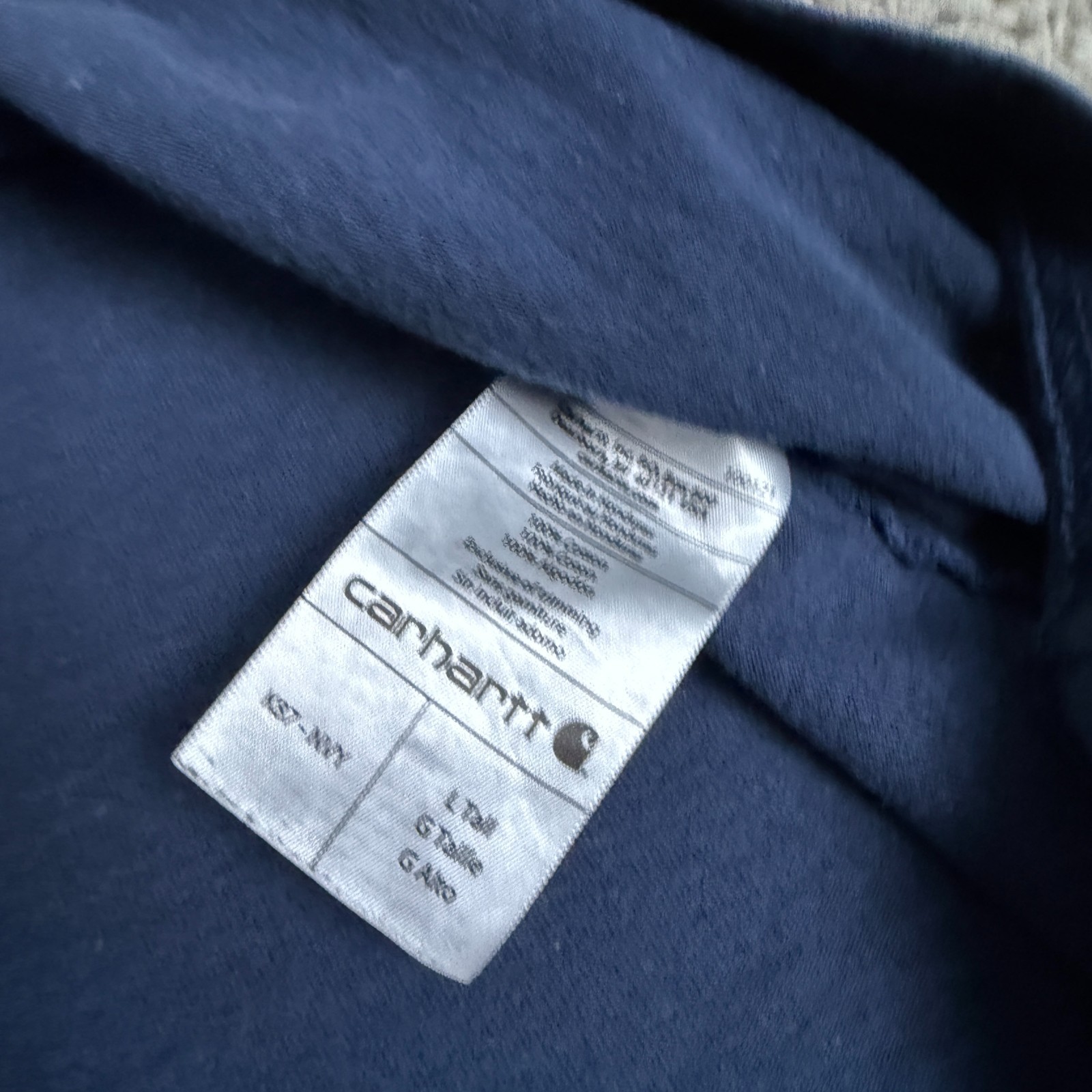 Carhartt Shirt Mens Large Tall Navy Blue Short Sleeve K87 Workwear Cotton