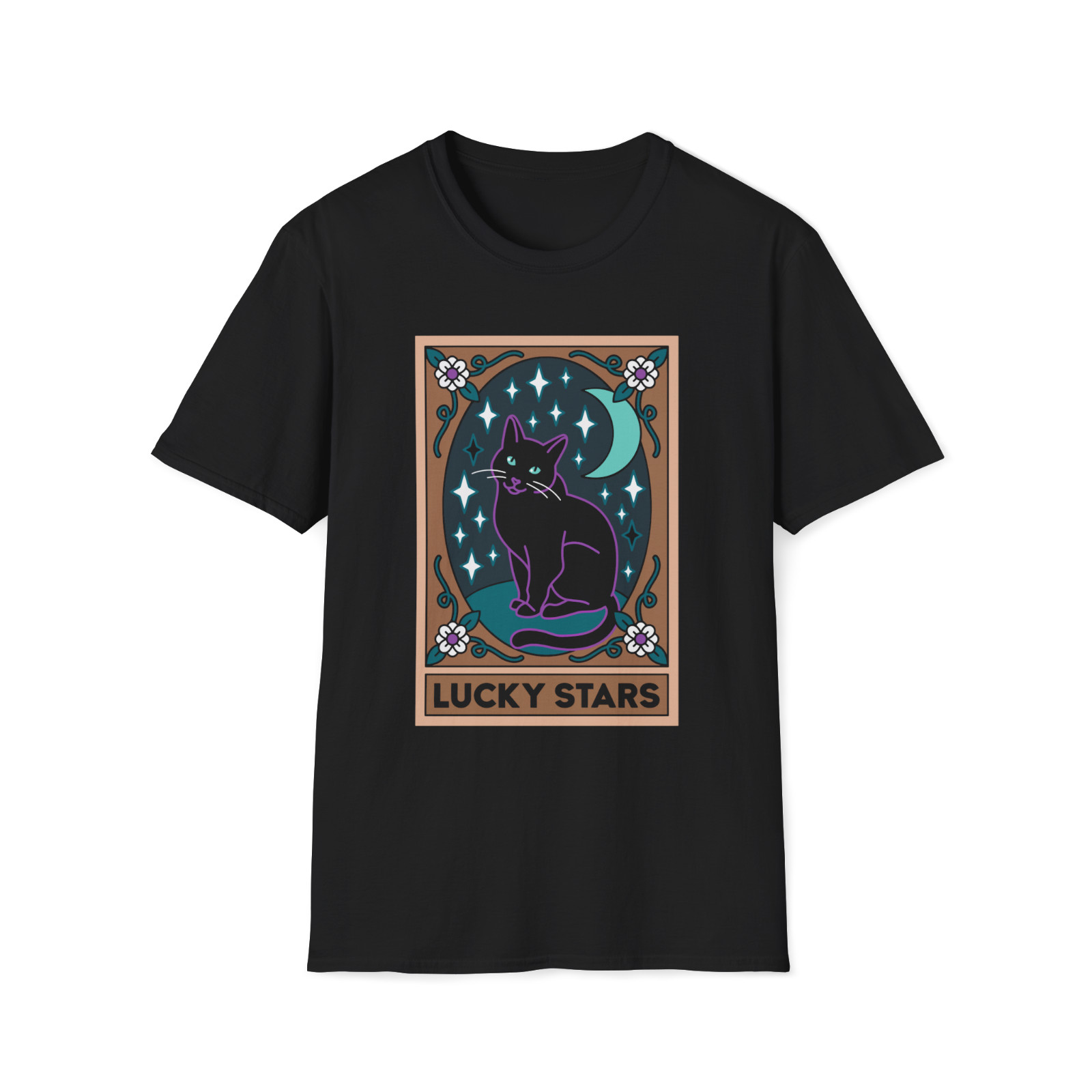 Women’s Lucky Stars Black Cat Tarot Short Sleeve T Shirt