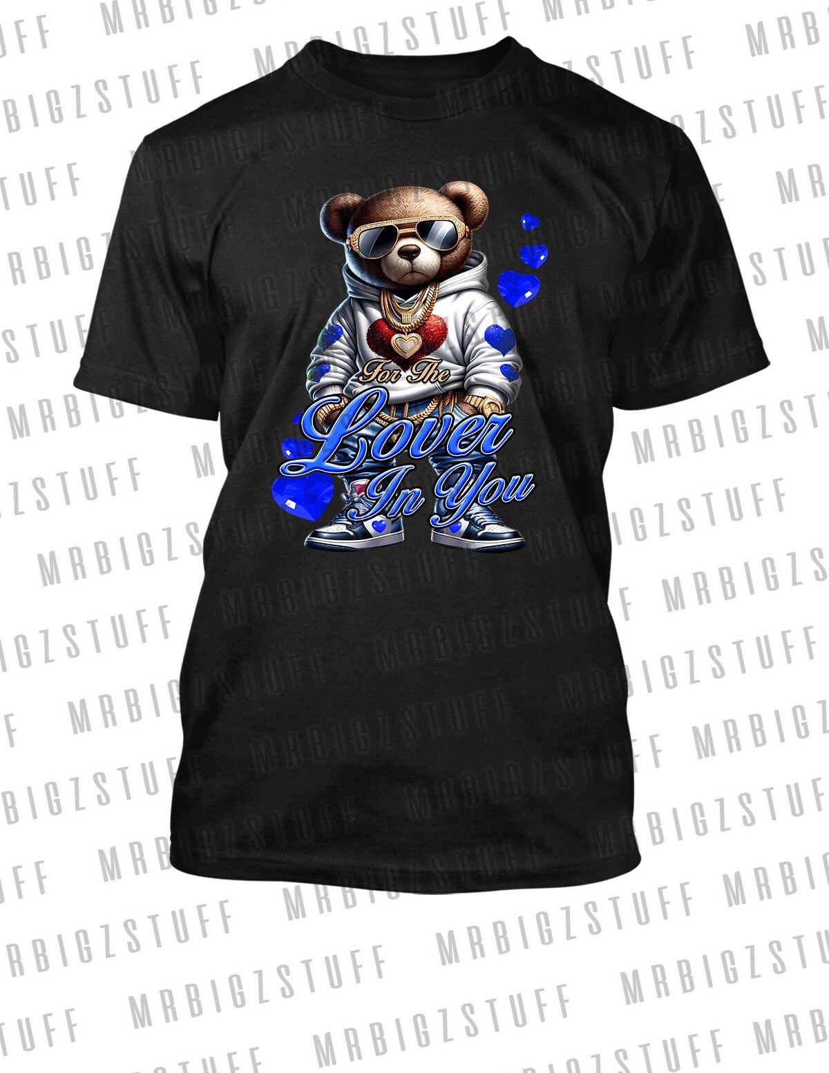 Teedy Bear Love Valentine’ Sneaker Tee Shirt Greystone Big Size 8XL Hip Sport T