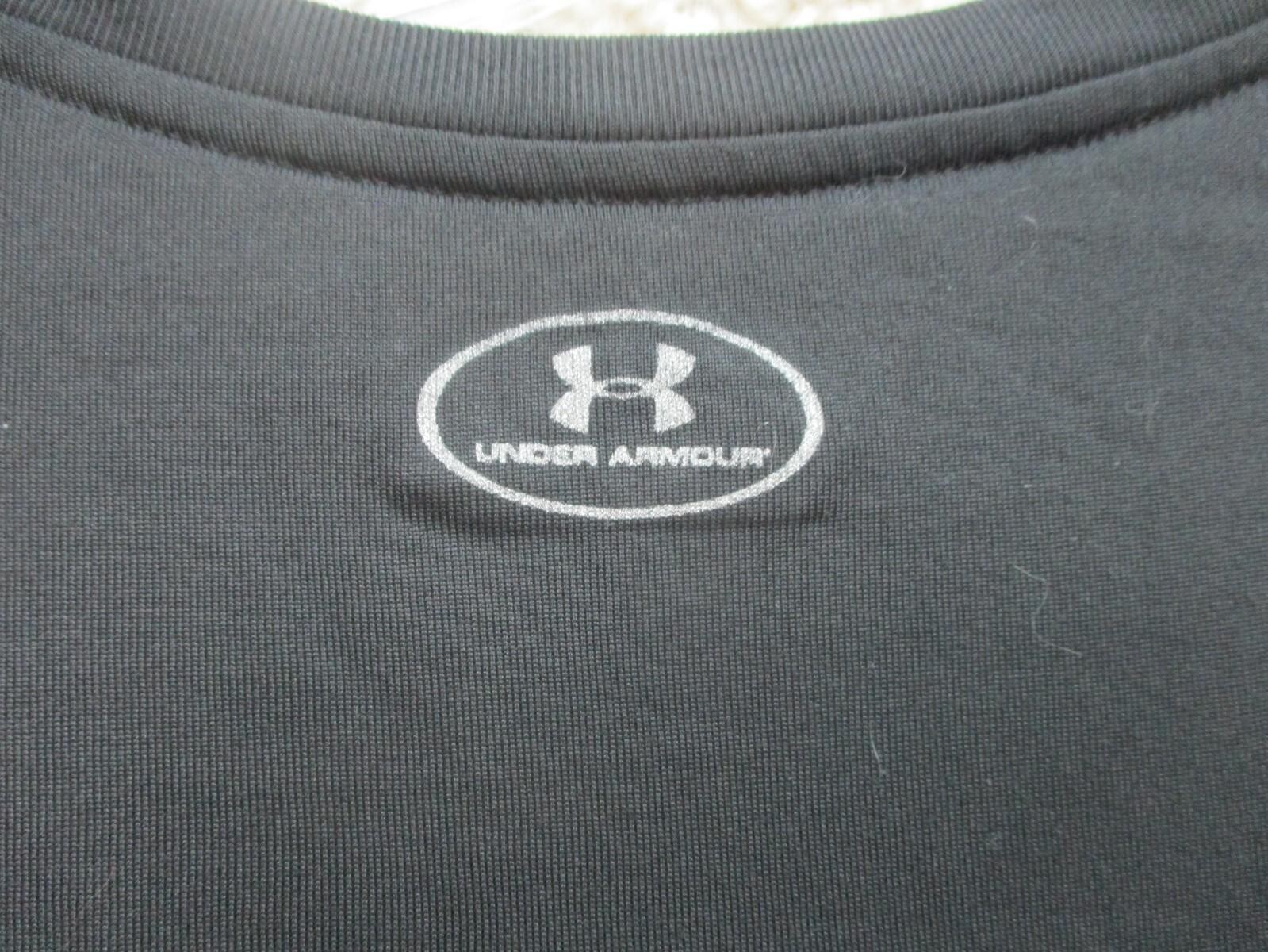 Under Armour Shirt Medium Adult Black Semi Fitted Spell Out Logo Stretch Mens M