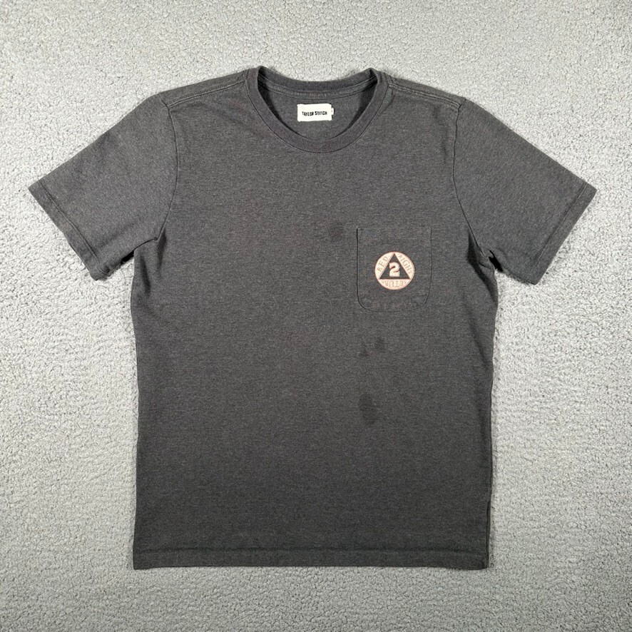 Taylor Stitch Shirt Mens 40 Medium Gray Pocket Tee Heavyweight Thick Casual Logo