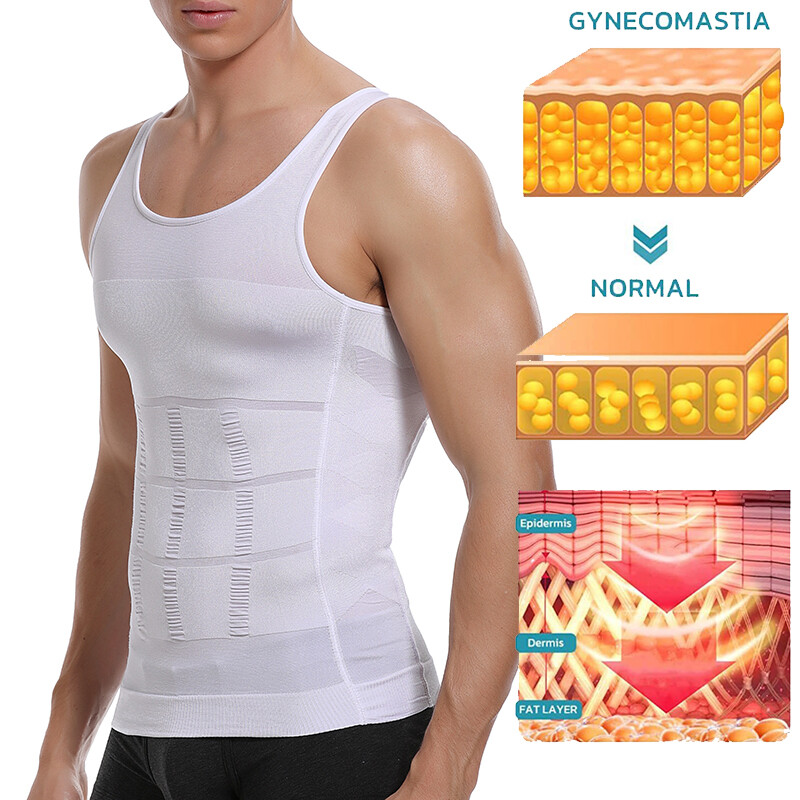 Men Slimming Body Shaper Belly Chest Compression Vest Girdle T-Shirt Tank Top US
