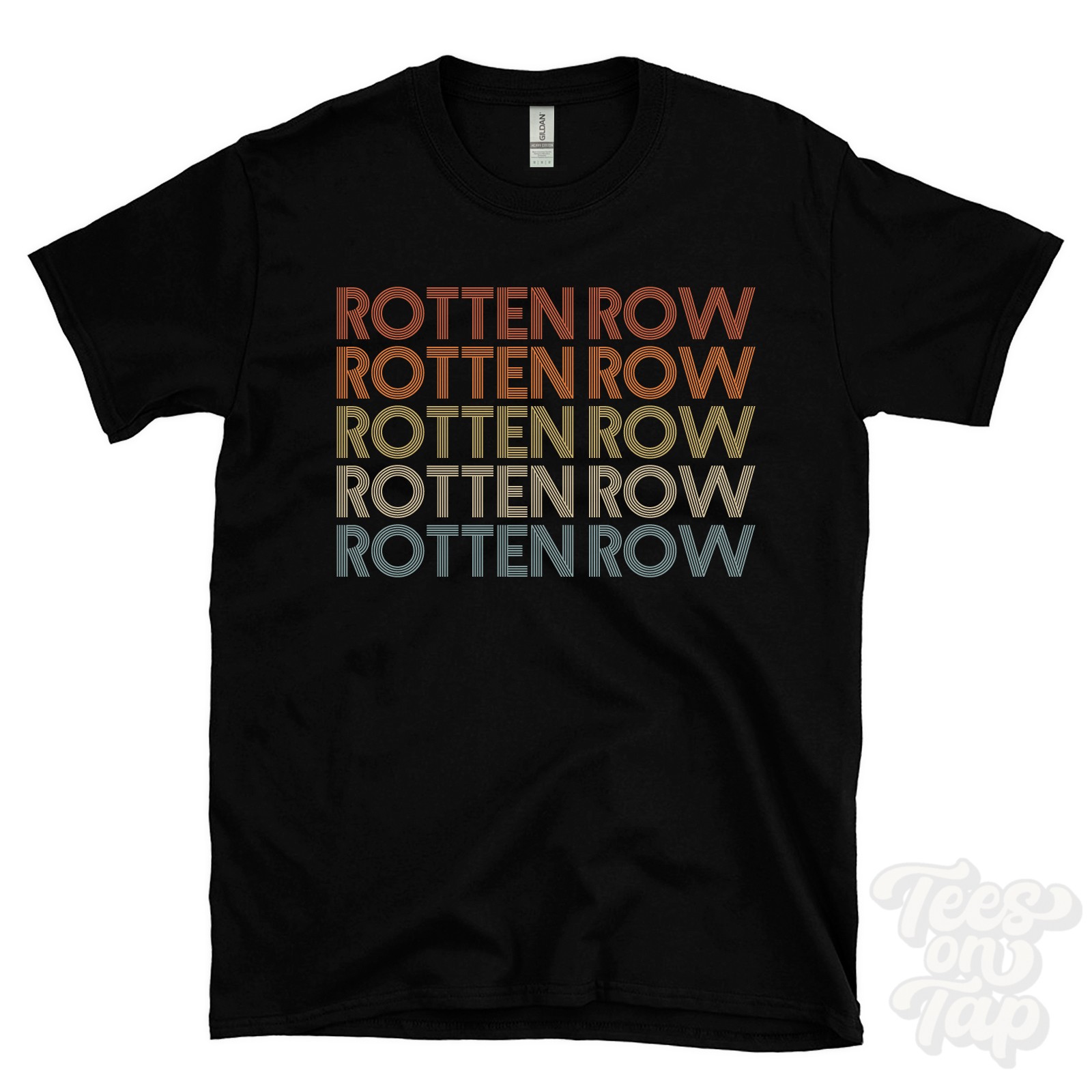 ROTTEN ROW REPEATED RETRO STYLE T-SHIRT mens & womens uk place name gift