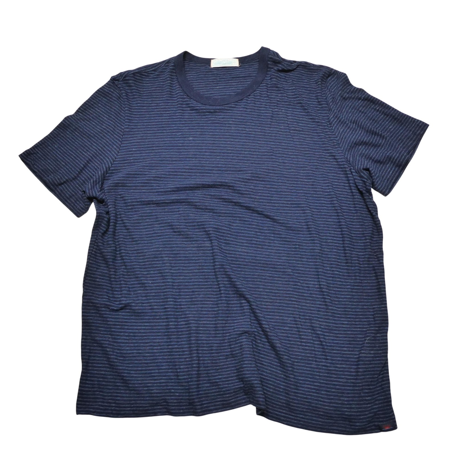Faherty Shirt Mens 2XL Blue Striped Chambray Tee Cotton Modal Short Sleeve