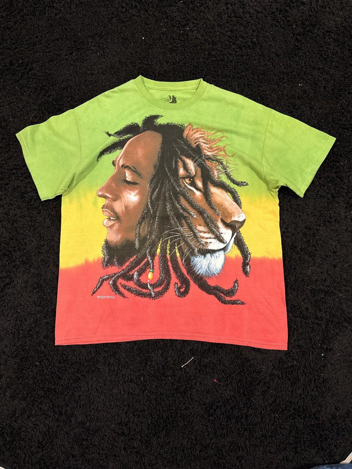 Zion Rootswear Men’s Green Yellow Red Rasta Lion Graphic Tee Cotton XL