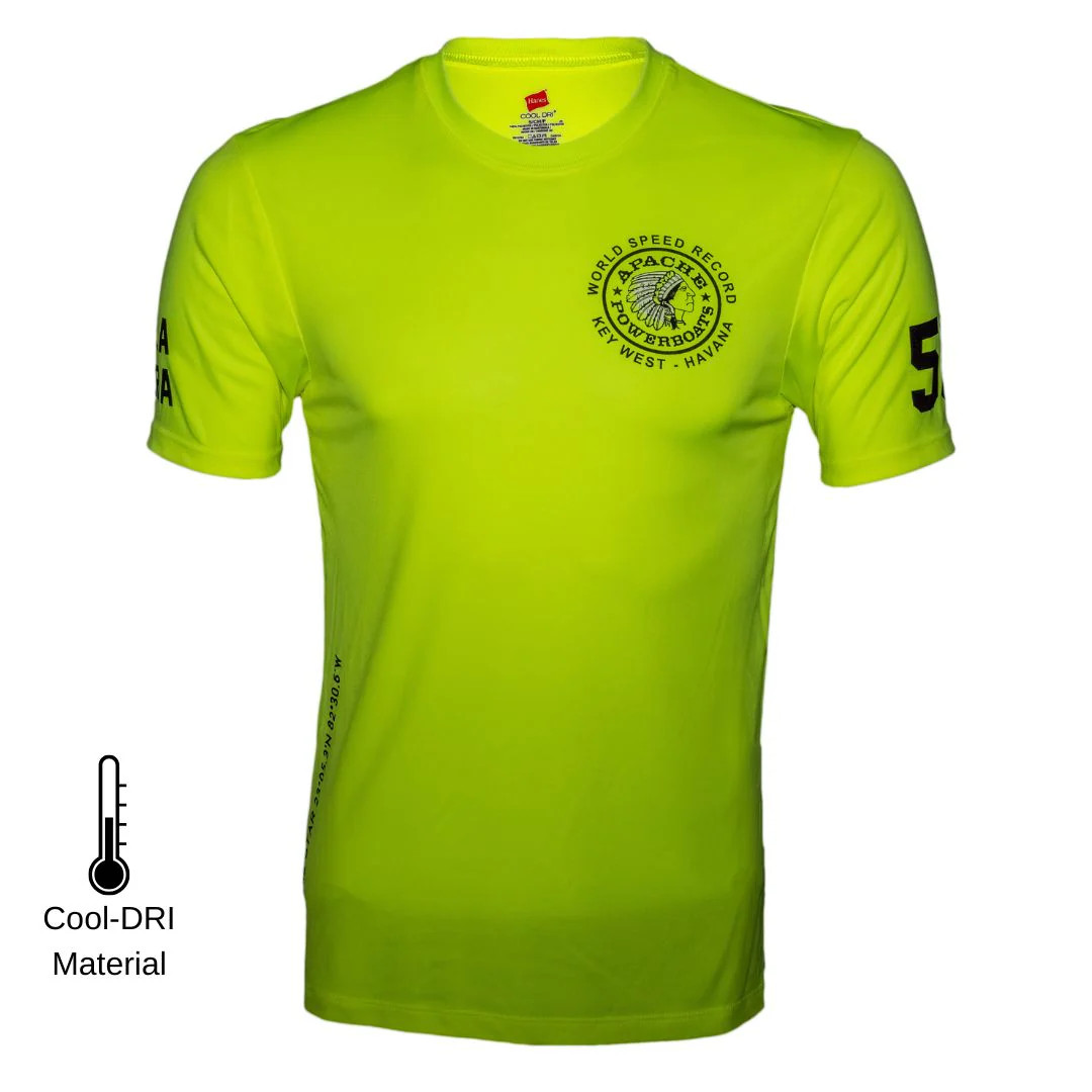 Official World Speed Record Apache Star Tee | Cotton/Performance | Safety Green