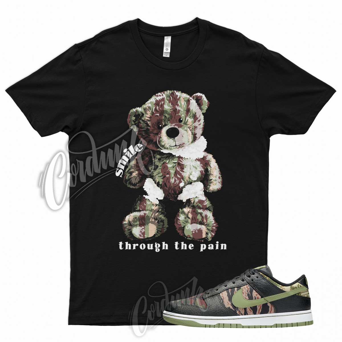 Black SMILE T Shirt for Oil Olive Green Total Orange Multi Camo SE Military