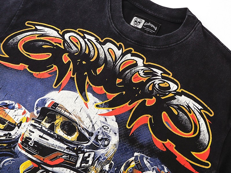 2026 NEW Godspeed Skeleton Knight Racing Driver printing Tee Mens Cotton T-shirt