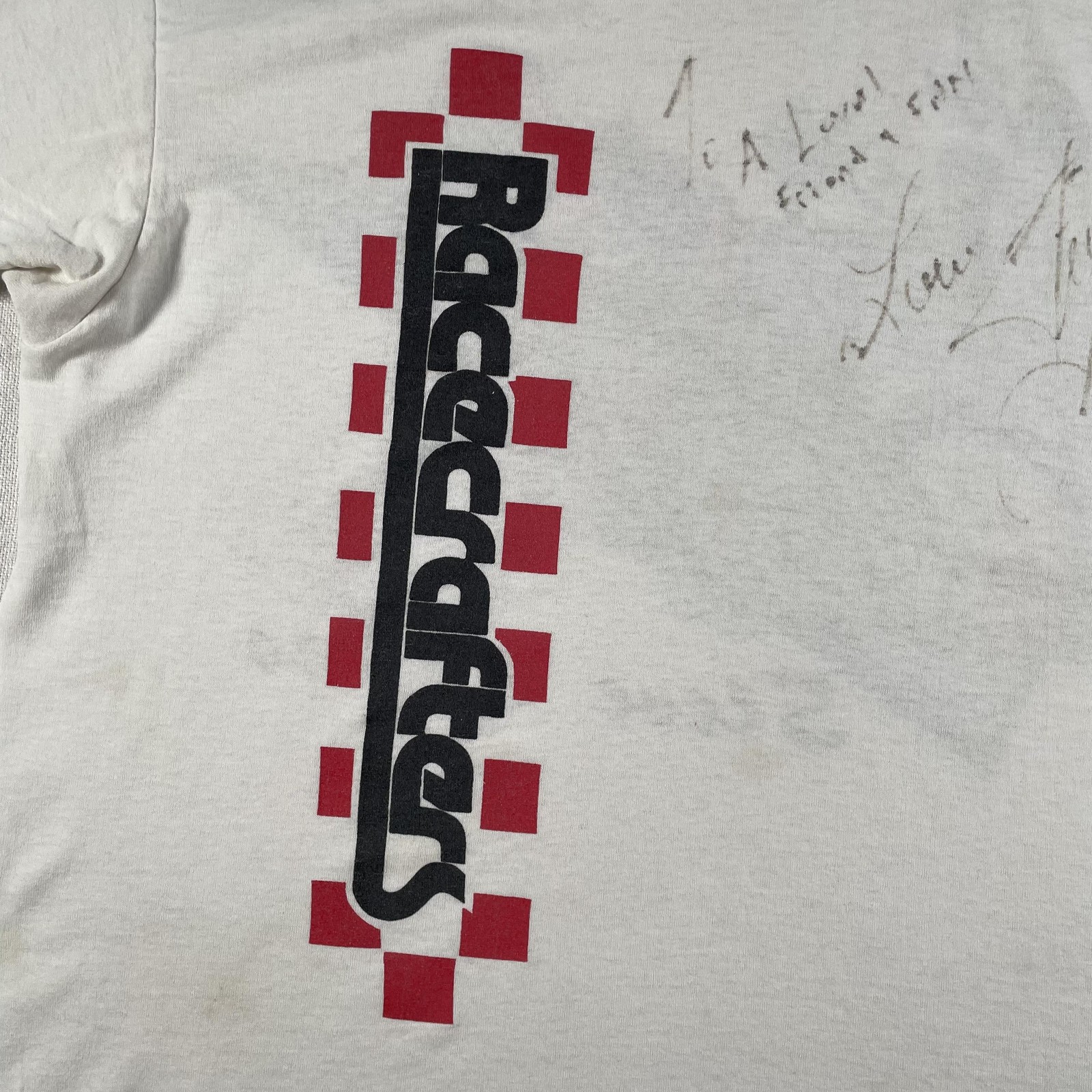 Vintage Speedway Racing Steve Lucero Shirt Mens Large White Bad Boy Signed 80s