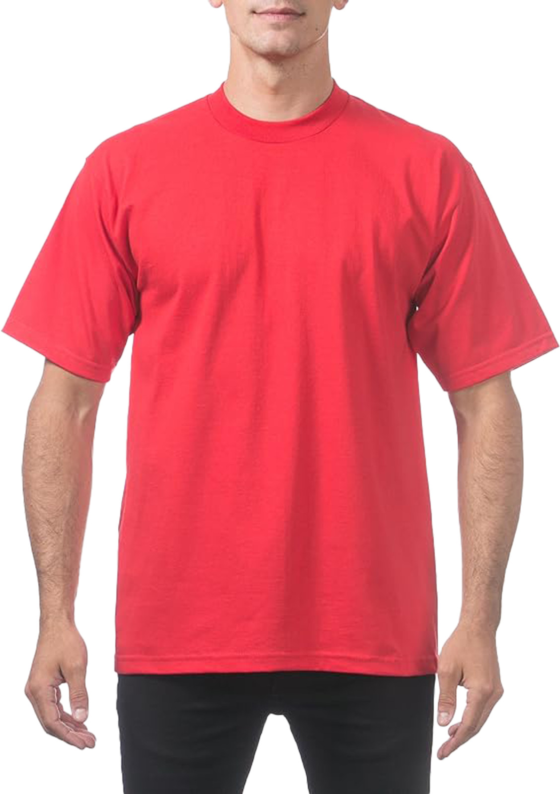 Pro Club Men’s Heavyweight T-Shirt Crew Neck Plain Blank Short Sleeve Tee All Si