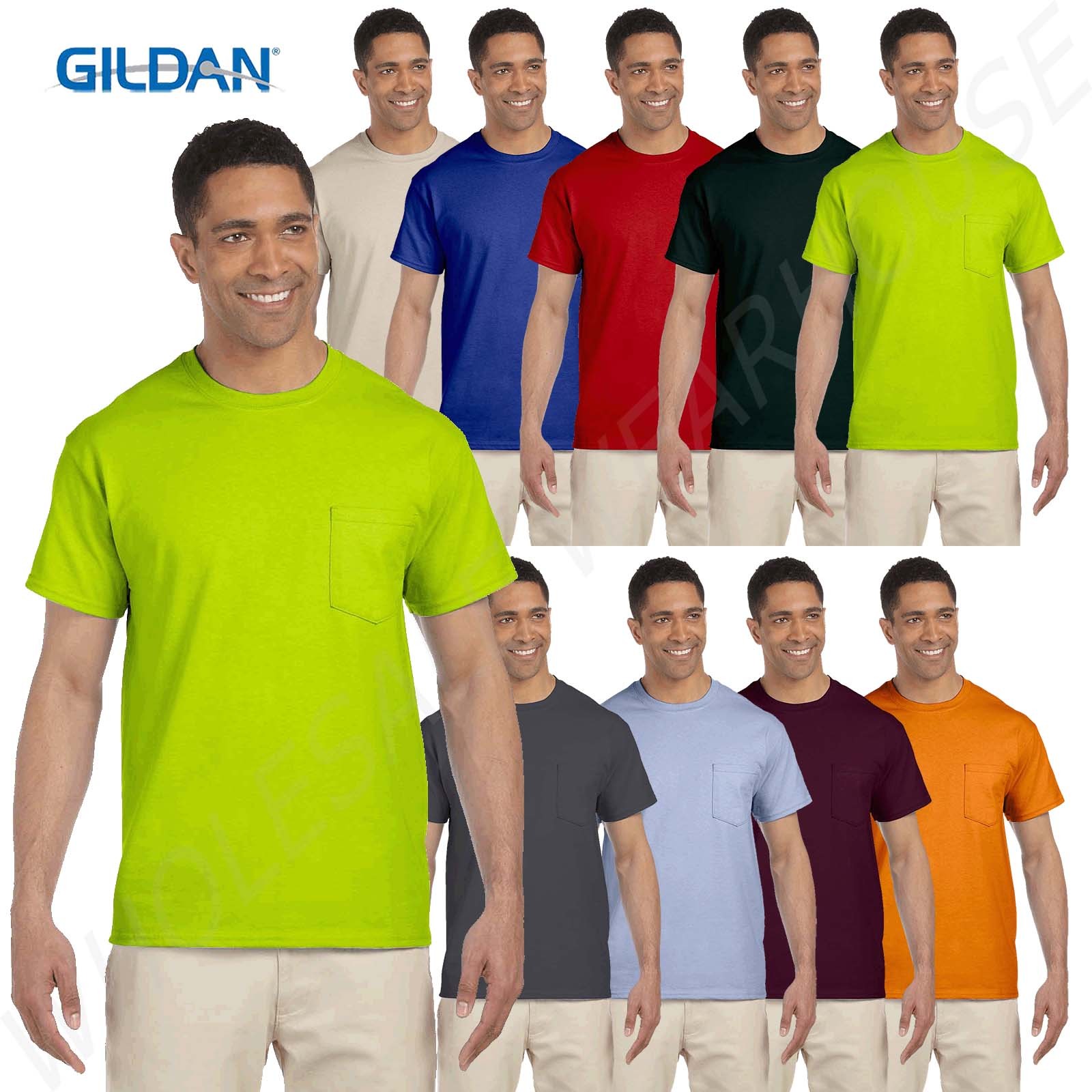 Gildan Mens T-Shirt Pocket Short Sleeves Ultra Cotton 6 oz S-XL M-G230