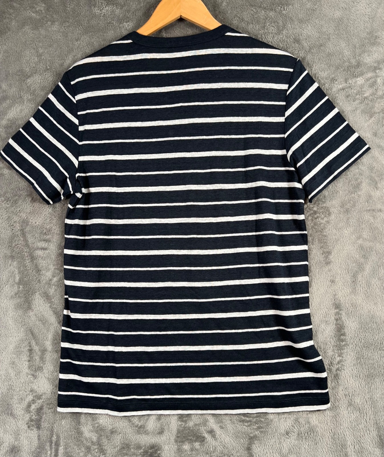 Theory Linen T Shirt Mens Large Blue White Stripe Short Sleeve Essential Tee NWT