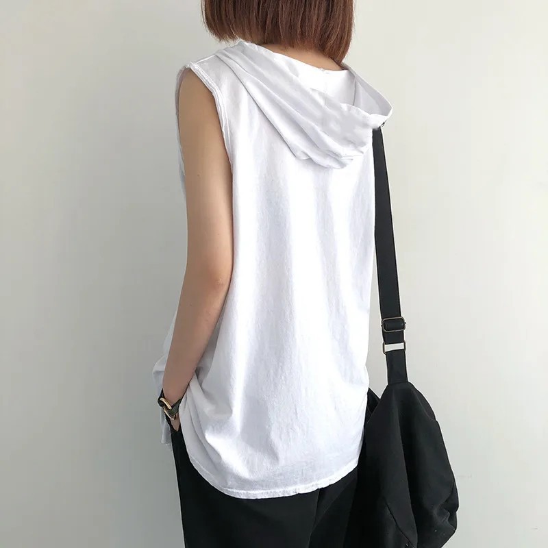 Solid Color Men’s Tank Tops Vest Sleeveless Tees For Male Hooded