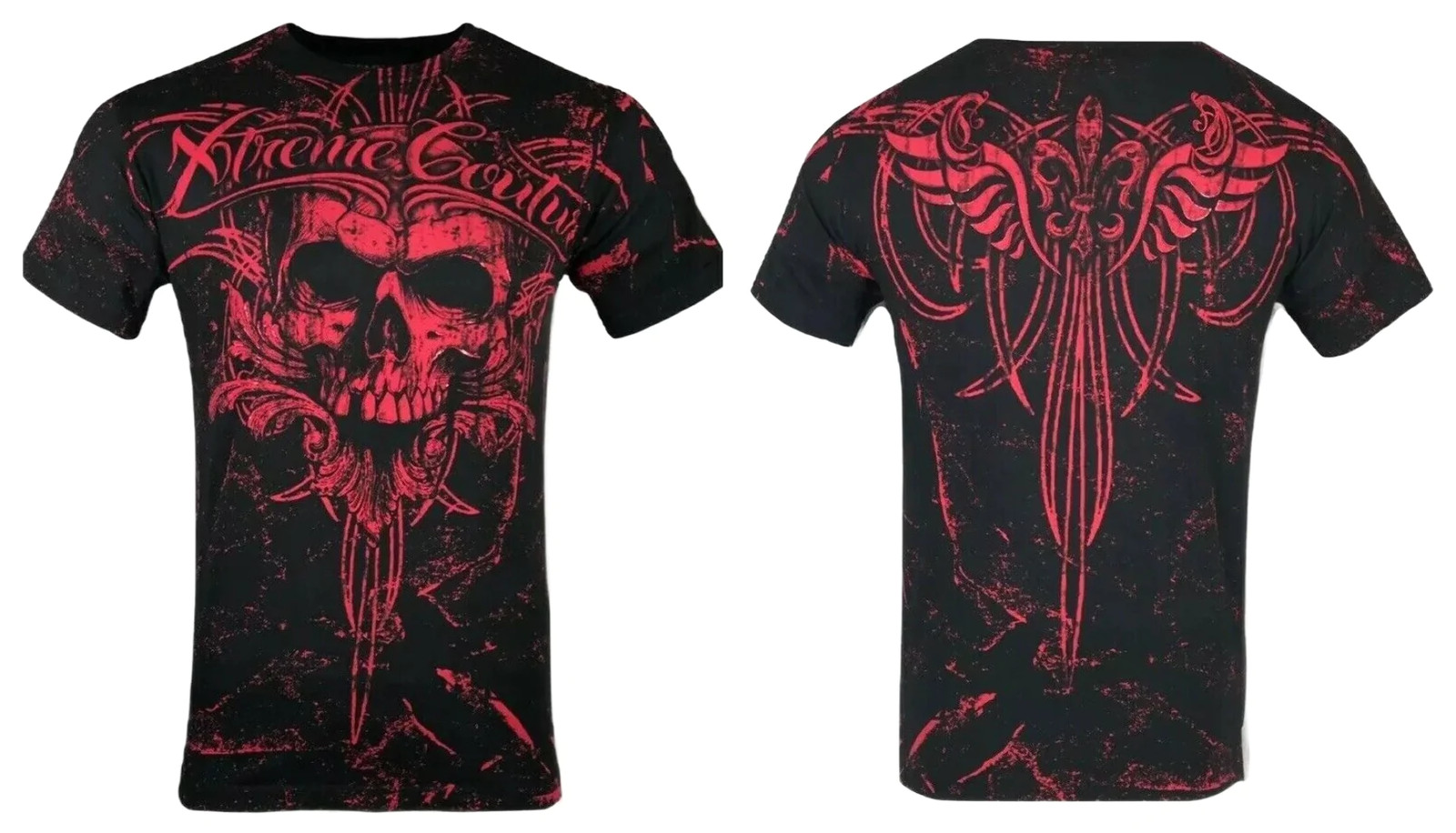 Xtreme Couture By Affliction Men’s T-Shirt VICTORY Skull Biker MMA Black S-5XL