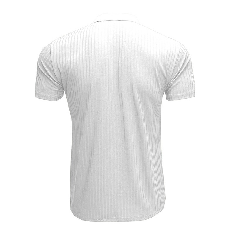 Men Ribbed Muscle Stretch Slim Fit Short Sleeve T-Shirt Summer Collar Casual Top