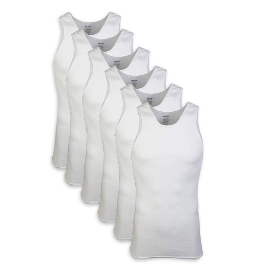 Gildan Mens A-Shirts 6PK White SM-3XL ( Slightly Imperfect)