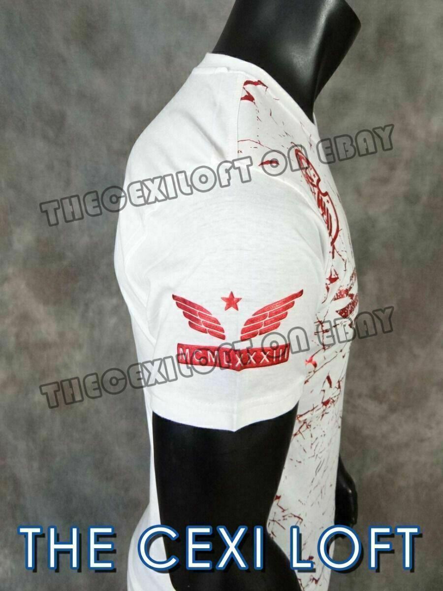 Mens T-Shirt Extended White with Red Distressed Foil MILITARY PRINTS