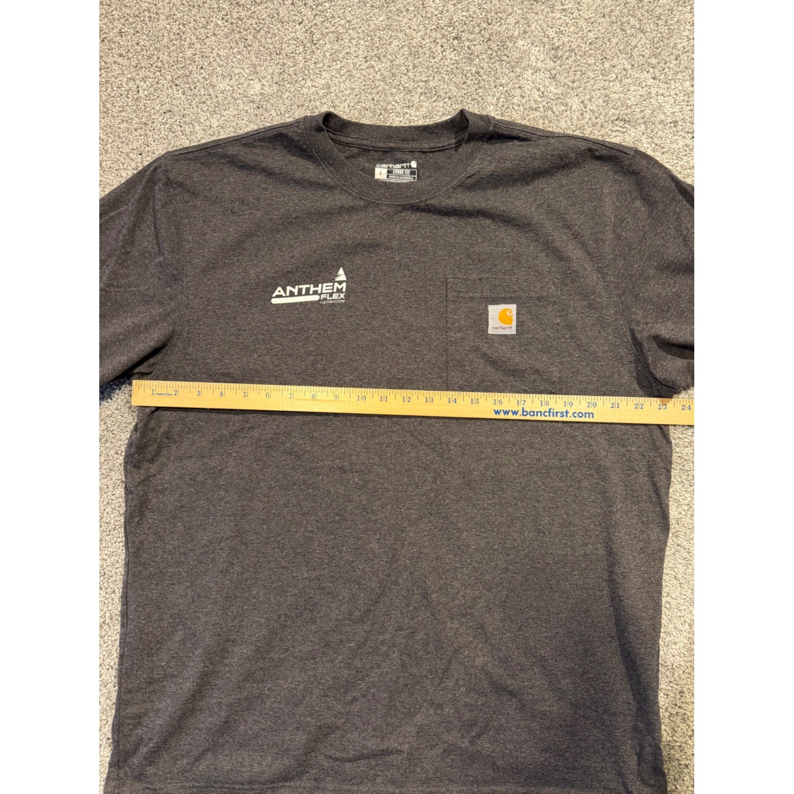 Carhartt T-Shirt Mens L Gray K87 Loose Fit Anthem Flex Herbicide FMC Pocket Tee*