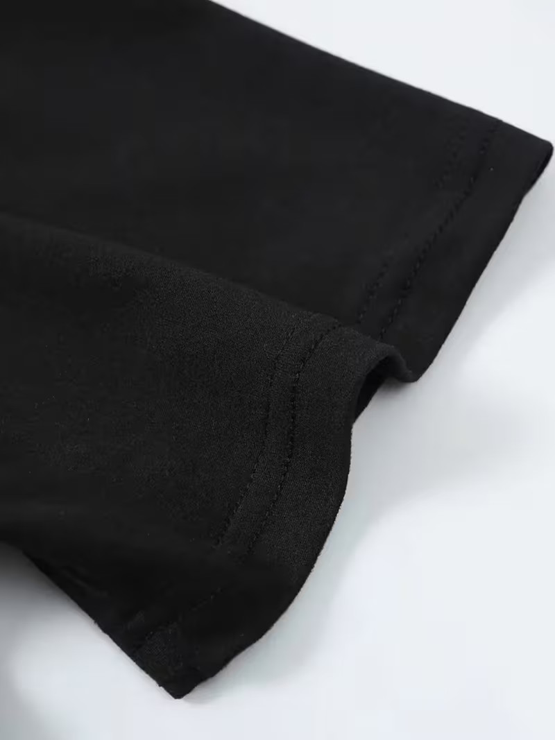 Plain Cotton Short Sleeve Mens T-shirt Casual Classic Black Blank Value Shirt Te