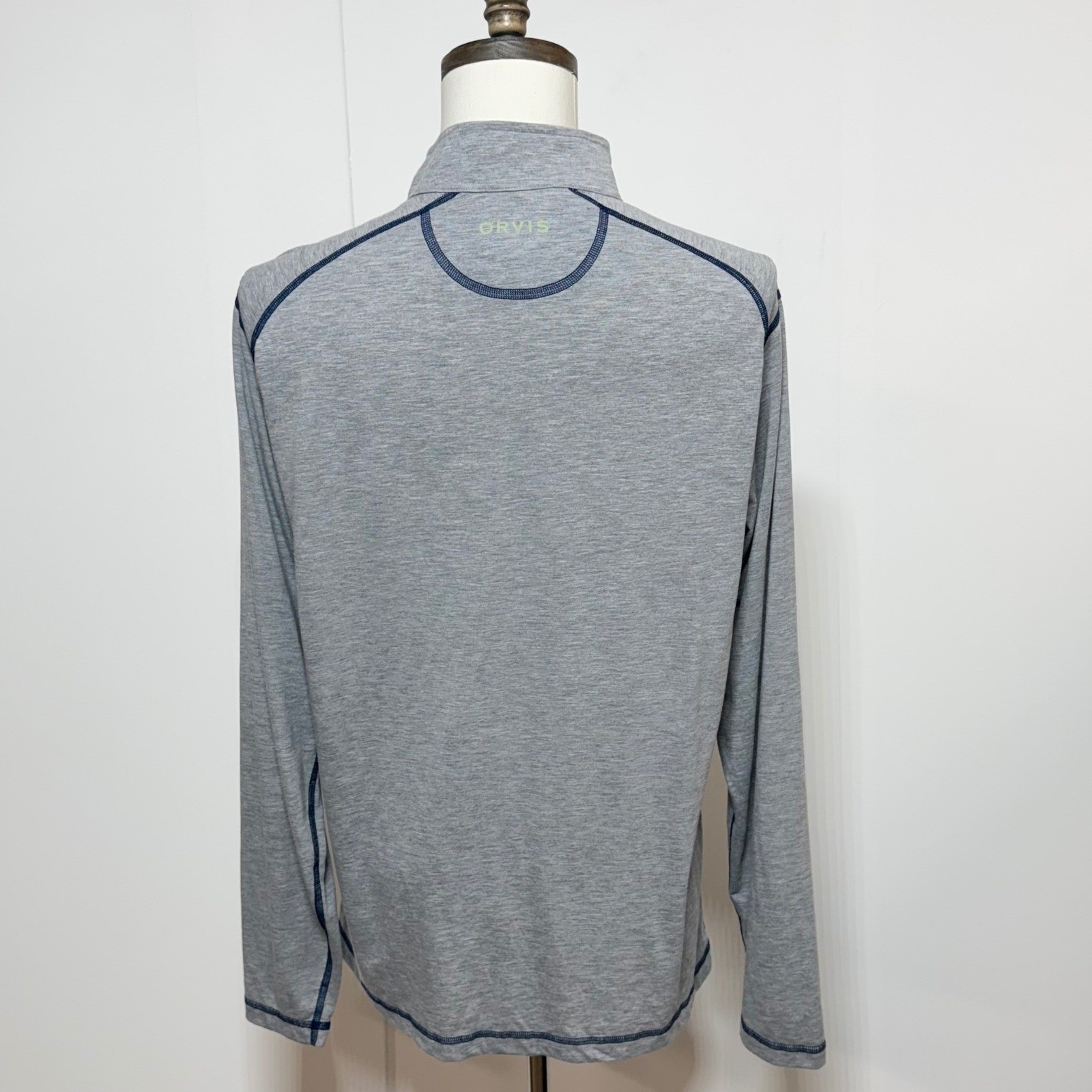 Orvis 1/4 Zip Pullover Mens Large Gray High Performance Long Sleeve Shirt