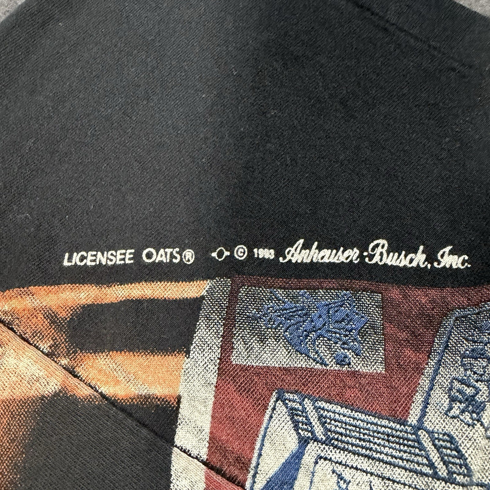 Vintage All Over Print Budweiser TShirt Mens Size L AOP Wild Oats 1993 Rare