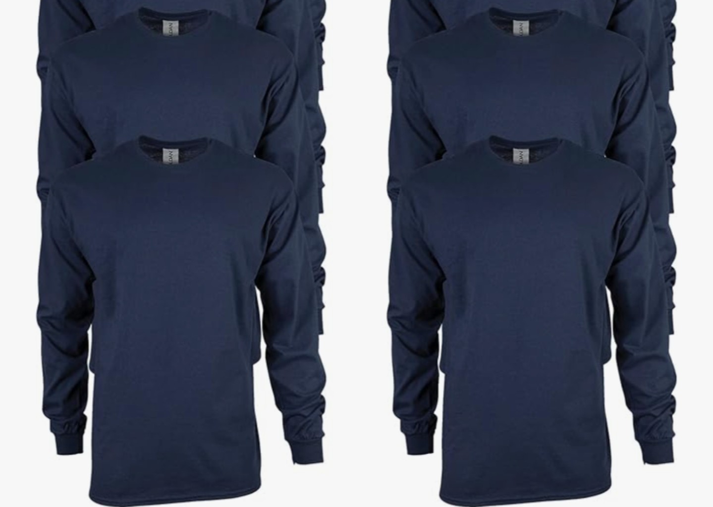 Gildan Adult Ultra Cotton Long Sleeve T-Shirt G2400 Navy (4 Pack) LARGE ONLY