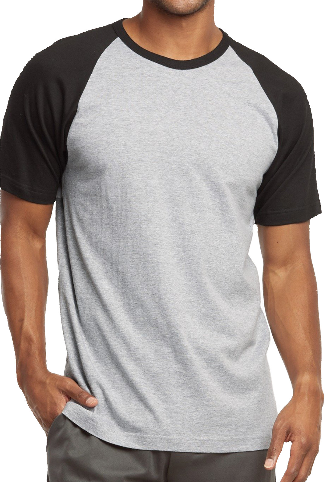 Raglan Baseball Tee-Shirt Premium Cotton Jersey Short Sleeve Men’s New Two Tone