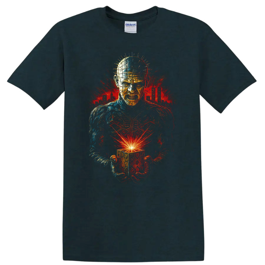 Hellraiser Inspired Horror Pinhead Puzzle Box T Shirt Dark Gothic Tee