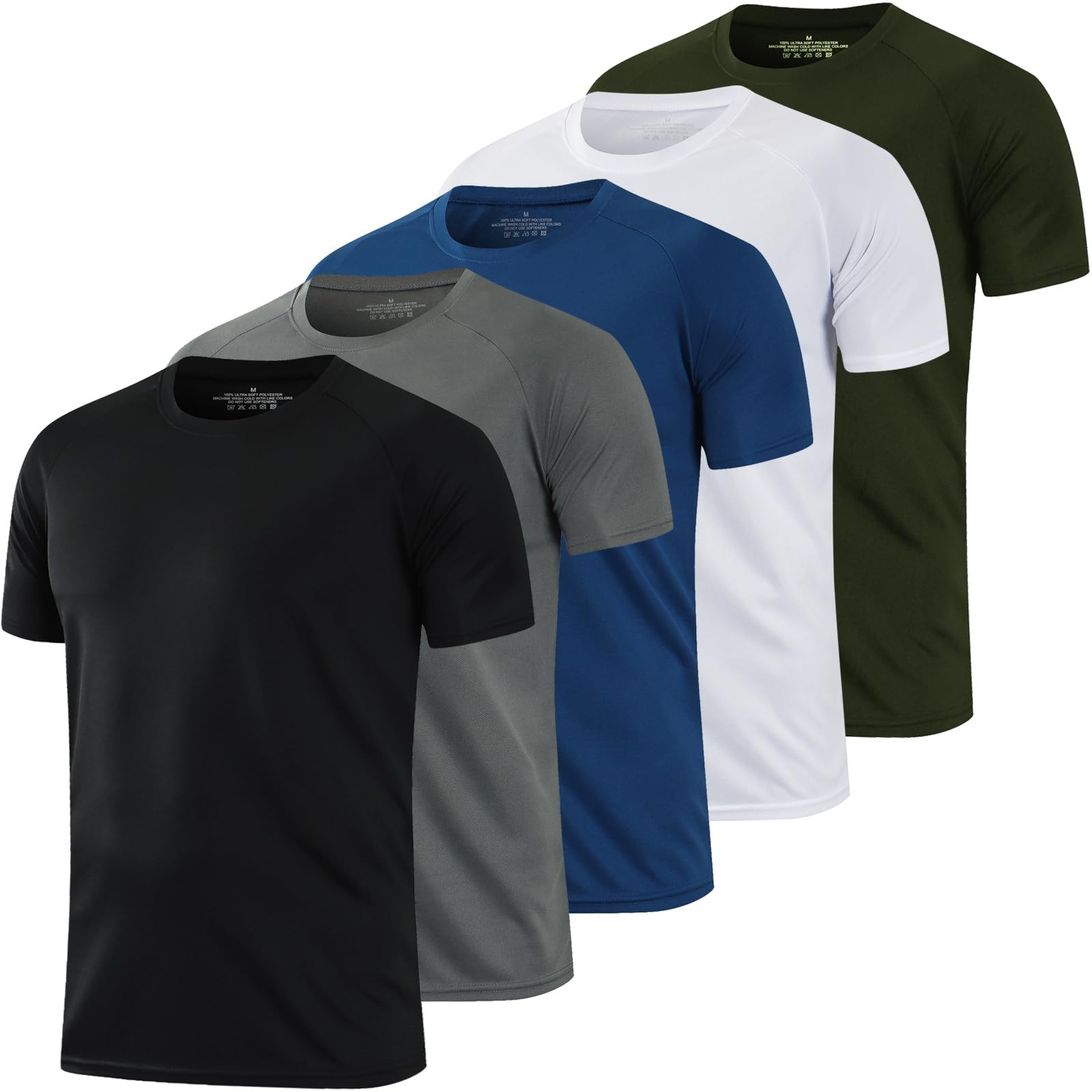 5 Pack Running Shirts Men Sport Tops Dry Fit Gym Wicking Athletic T Shirts Br…
