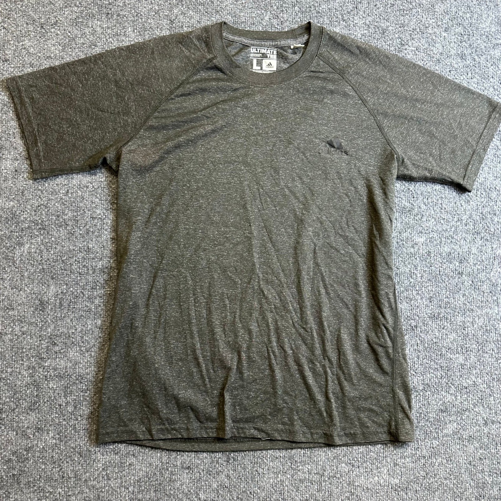 Adidas T-Shirt Mens Size L Charcoal Grey Heather Ultimate Tee Climalite Athletic