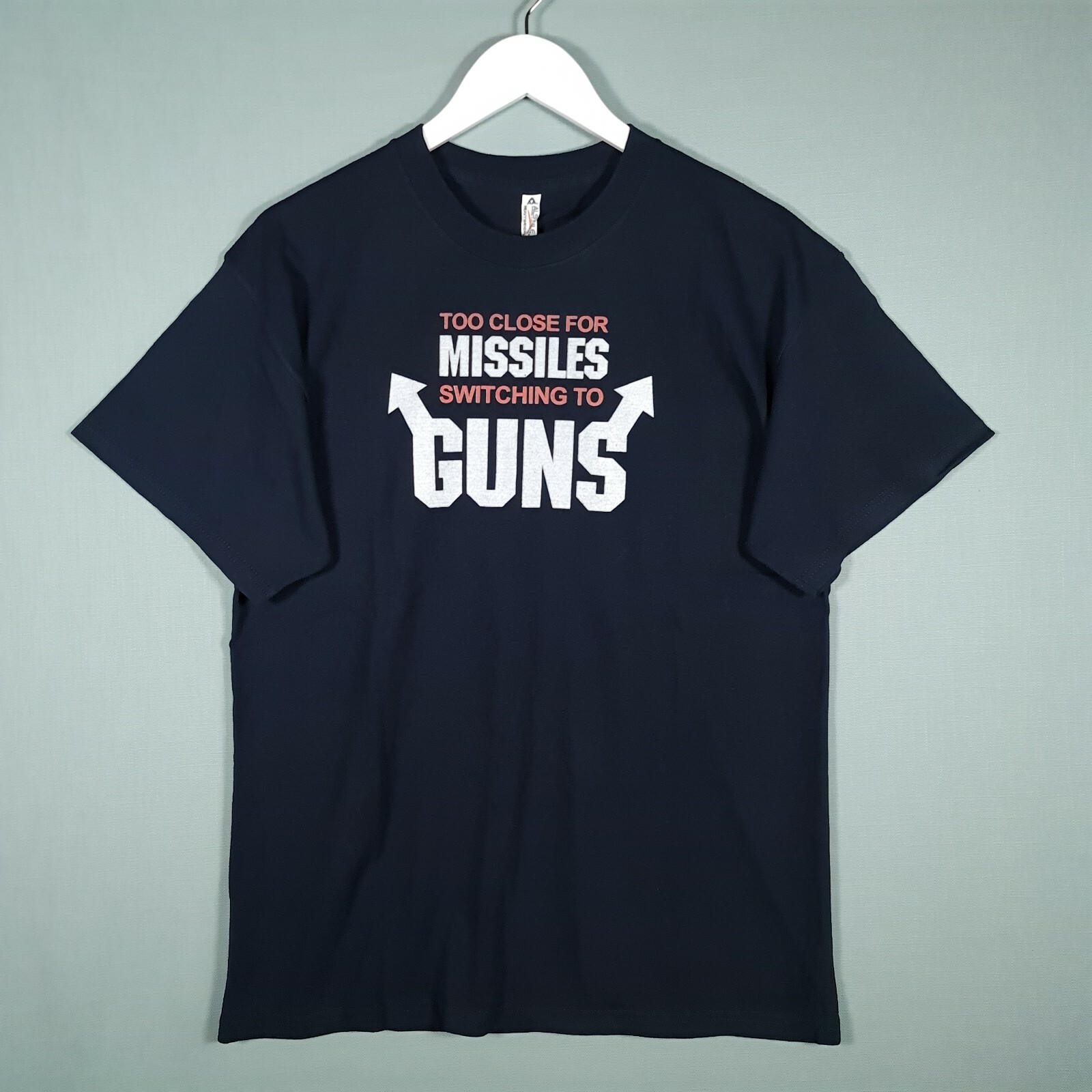 Alstyle Apparel & Active Navy T-Shirt Heavyweight Print Mens Size L
