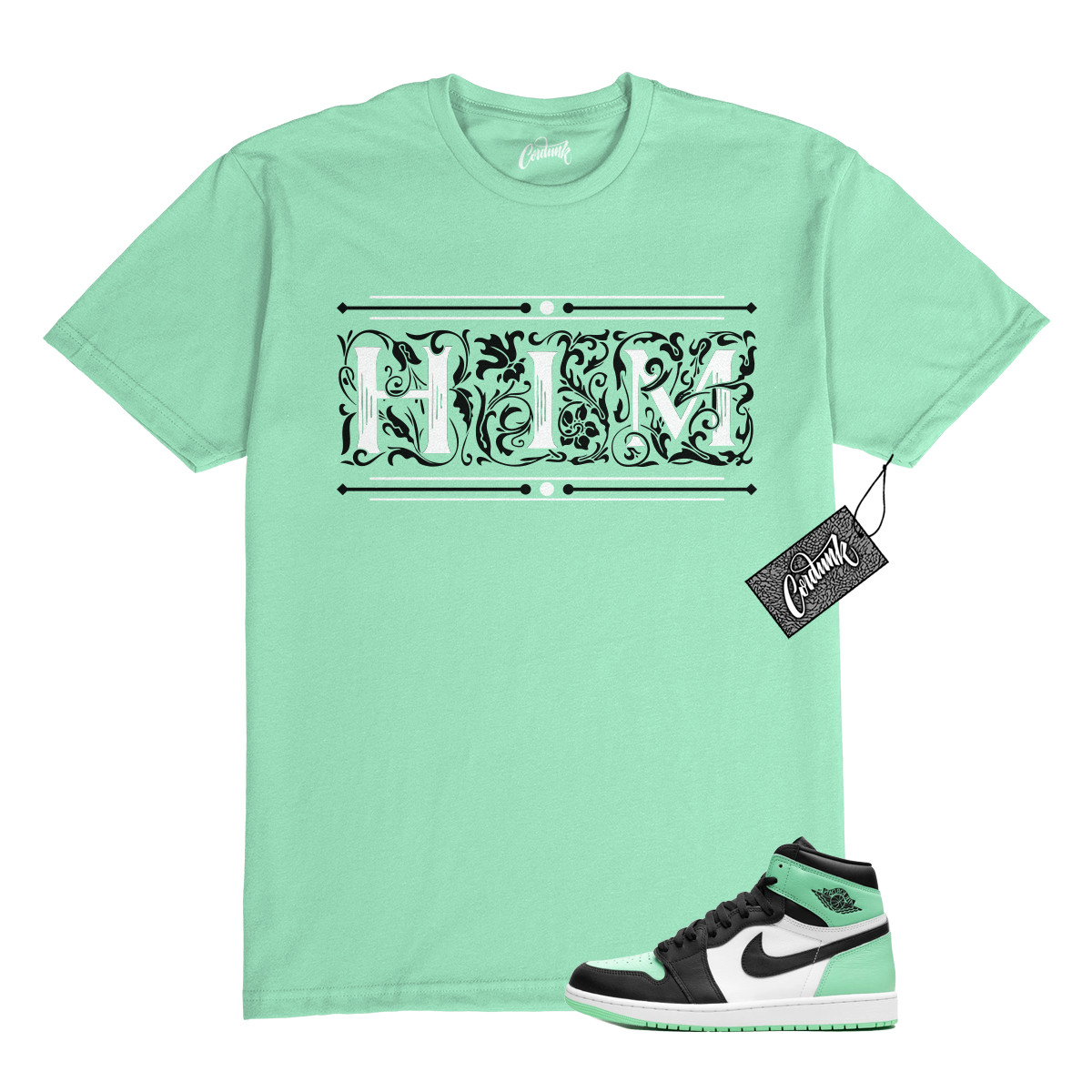 1 Green Glow Mint White Black High T Shirt Match HIMCD