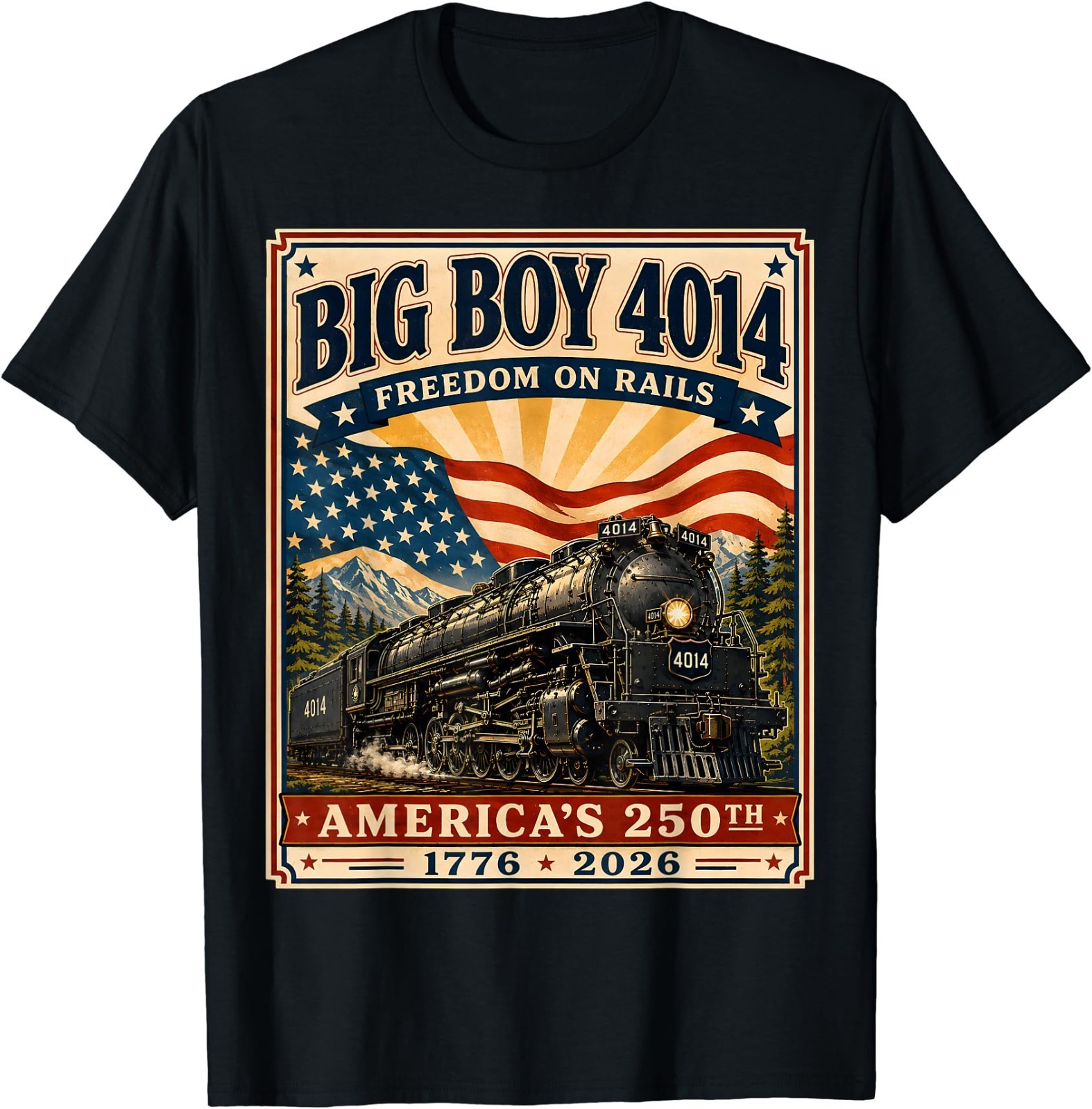 Big Boy 4014 Railroad Shirt Vintage Steam Train America 250 Tee