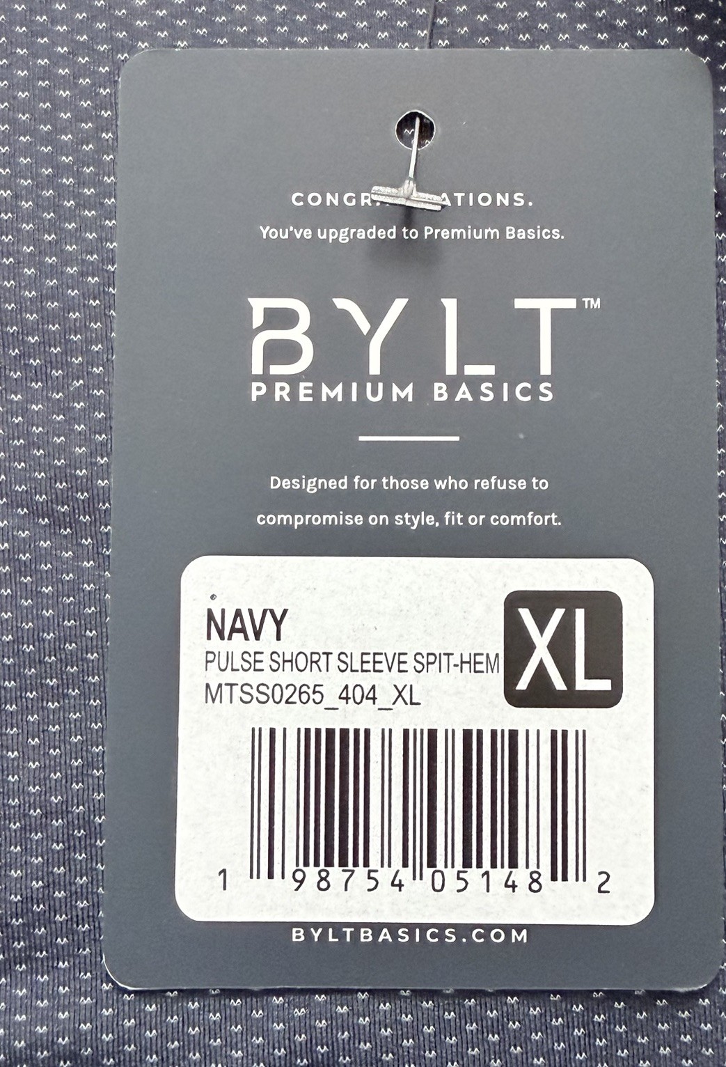 New BYLT Premium Basics Navy Pulse Short Sleeve Split Hem Shirt XL NWT