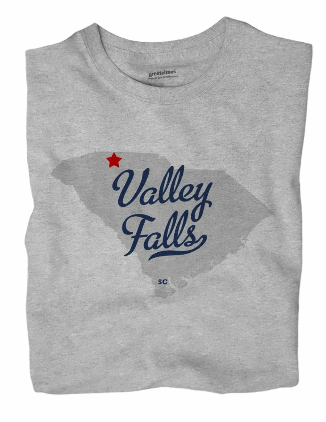 Valley Falls South Carolina SC T-Shirt MAP