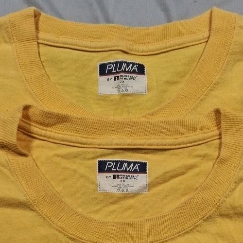 2 PLUMA Heavyweight Cotton Blank T-shirts Canary Yellow Vintage Tagless Size 2XL