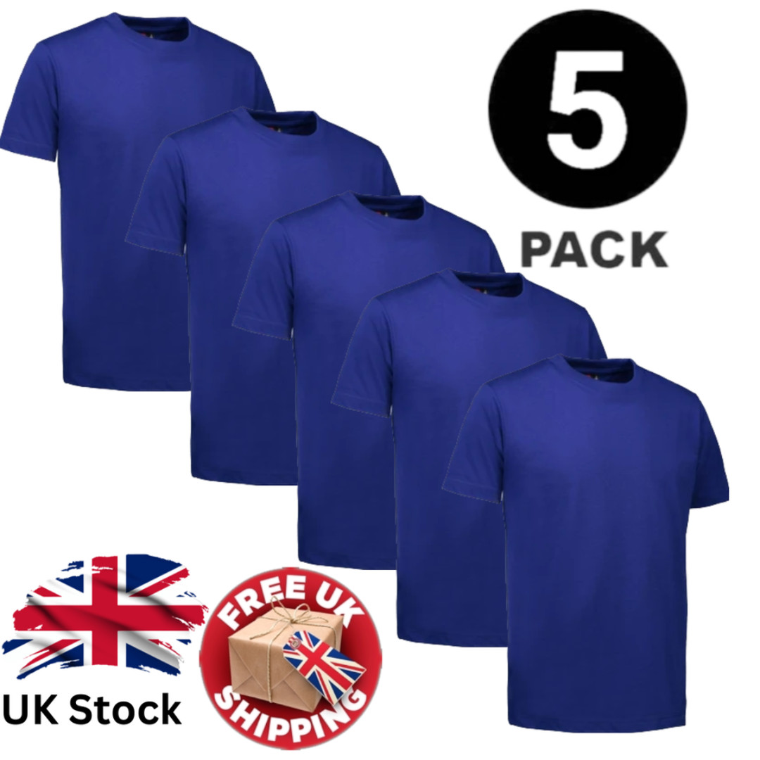 Mens Heavy Blend Plain T-Shirt 100% Cotton High Quality Short Sleeve 3 Pk 5 Pack